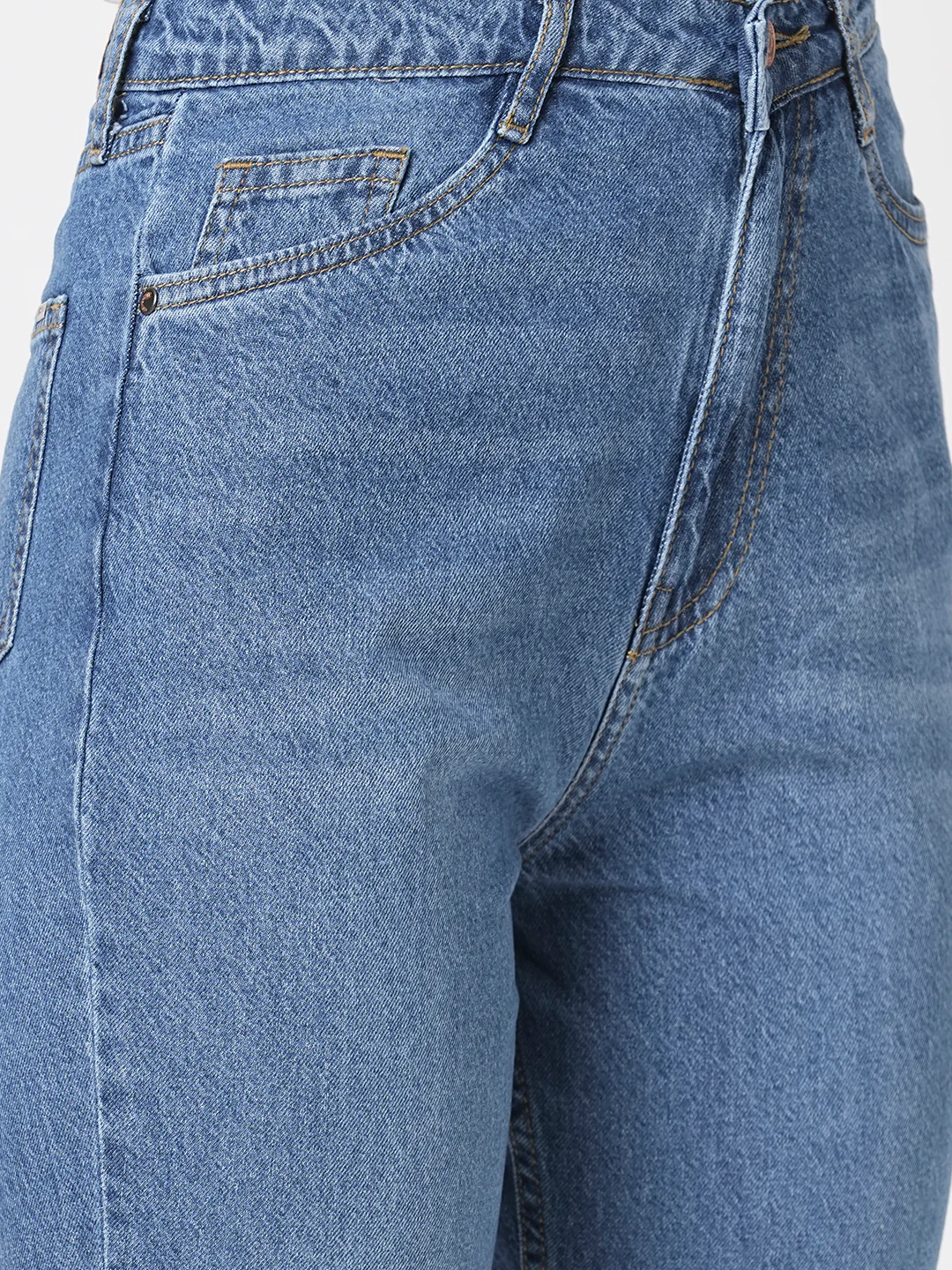 Women Dark Blue High-Rise Relax Straight Fit Jeans - Image 5