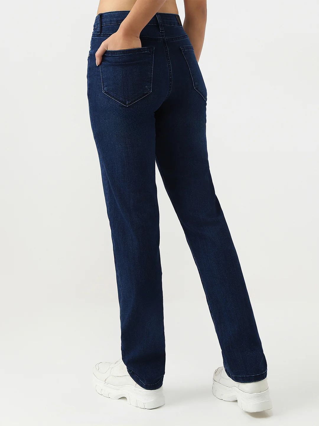 Women Dark Blue High-Rise Relaxed Straight Fit Jeans - Image 3