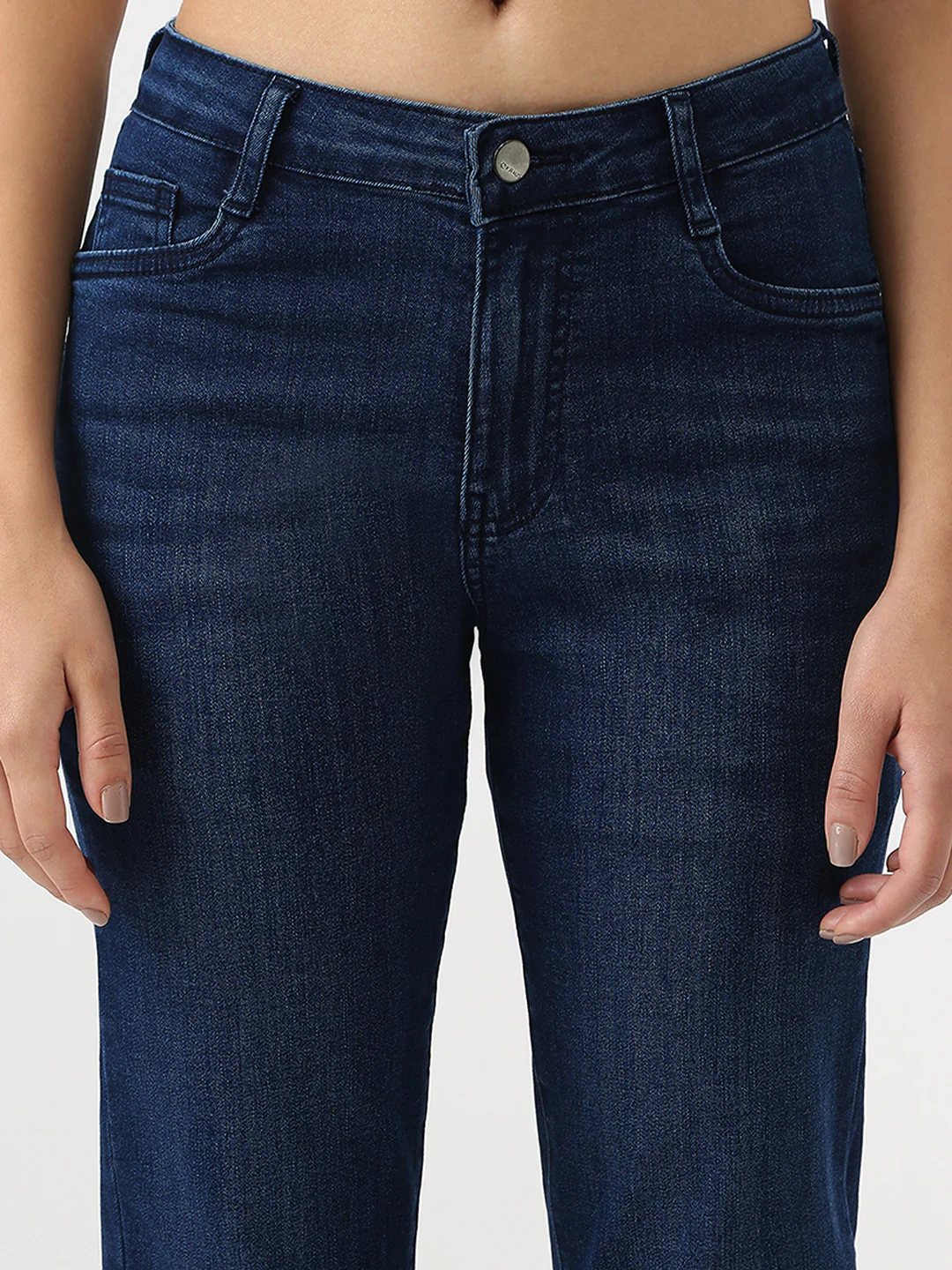Women Dark Blue High-Rise Relaxed Straight Fit Jeans - Image 4