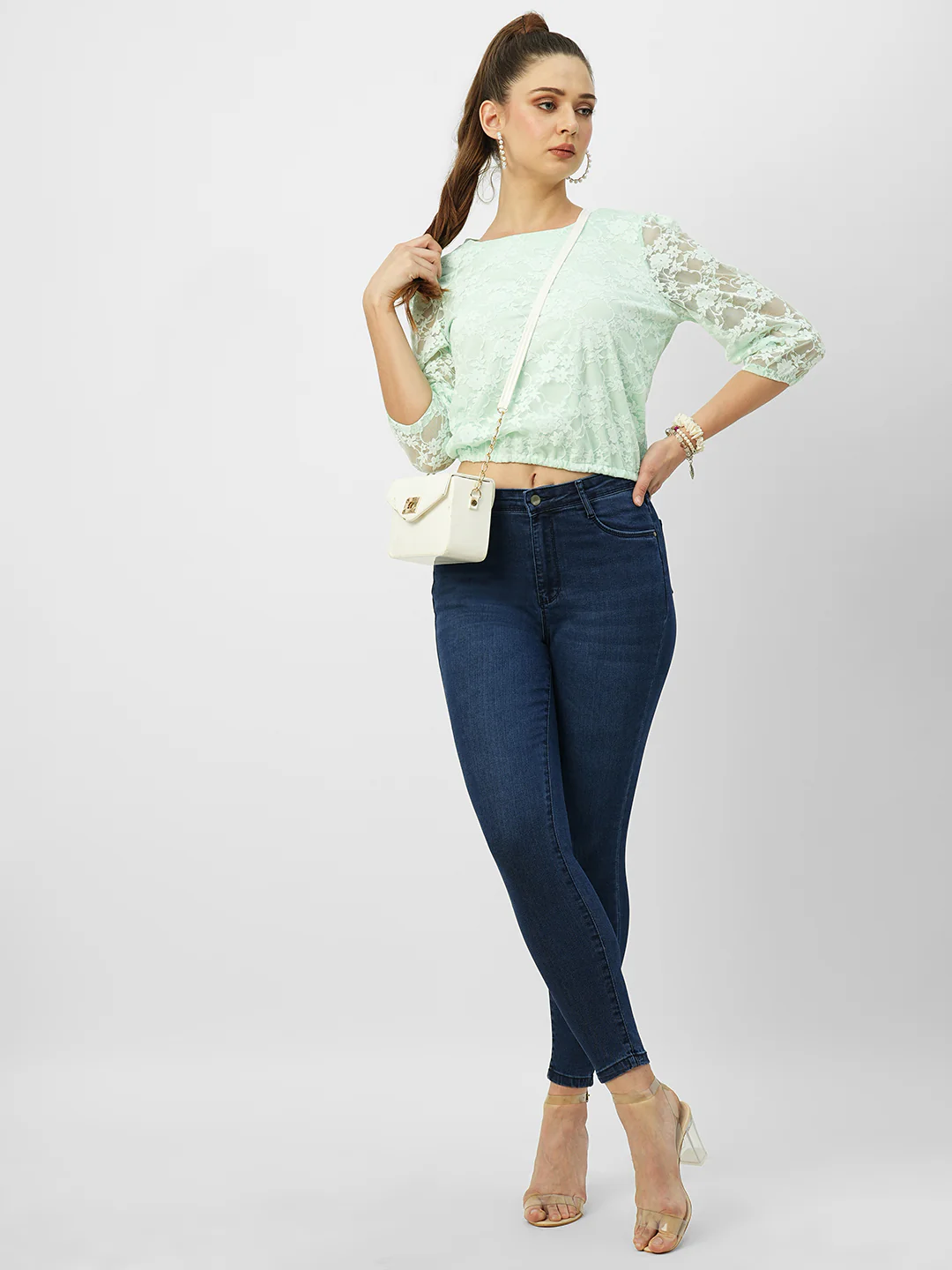 Women Dark Blue High-Rise Skinny Fit Jeans