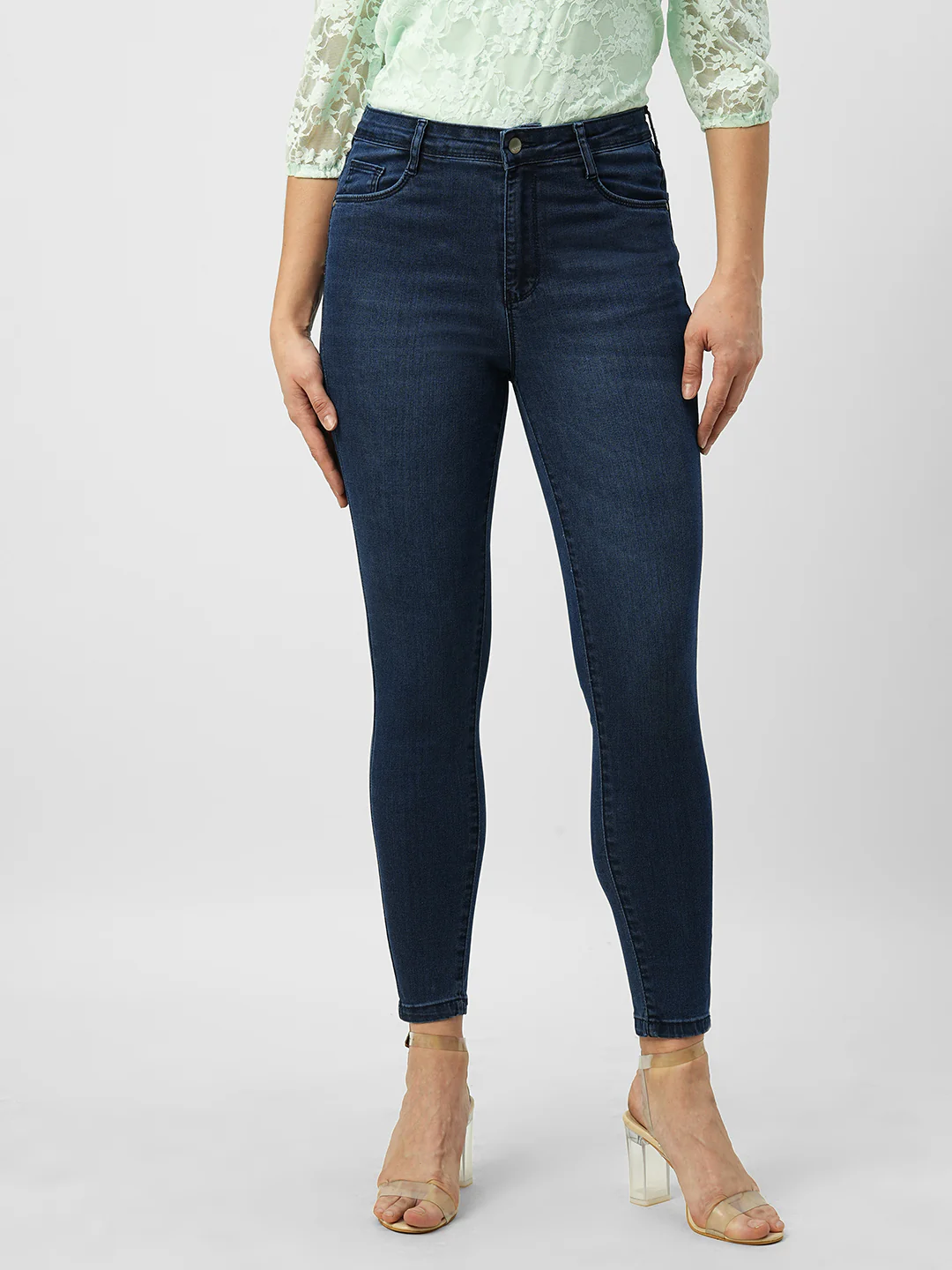 Women Dark Blue High-Rise Skinny Fit Jeans - Image 2