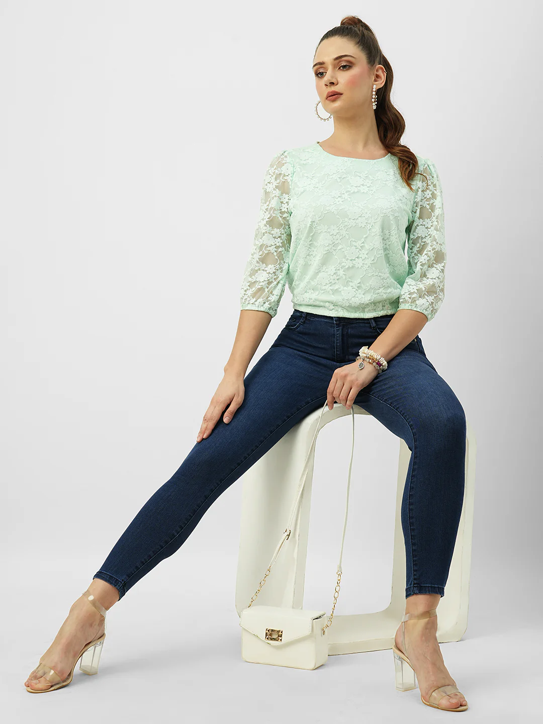 Women Dark Blue High-Rise Skinny Fit Jeans - Image 4