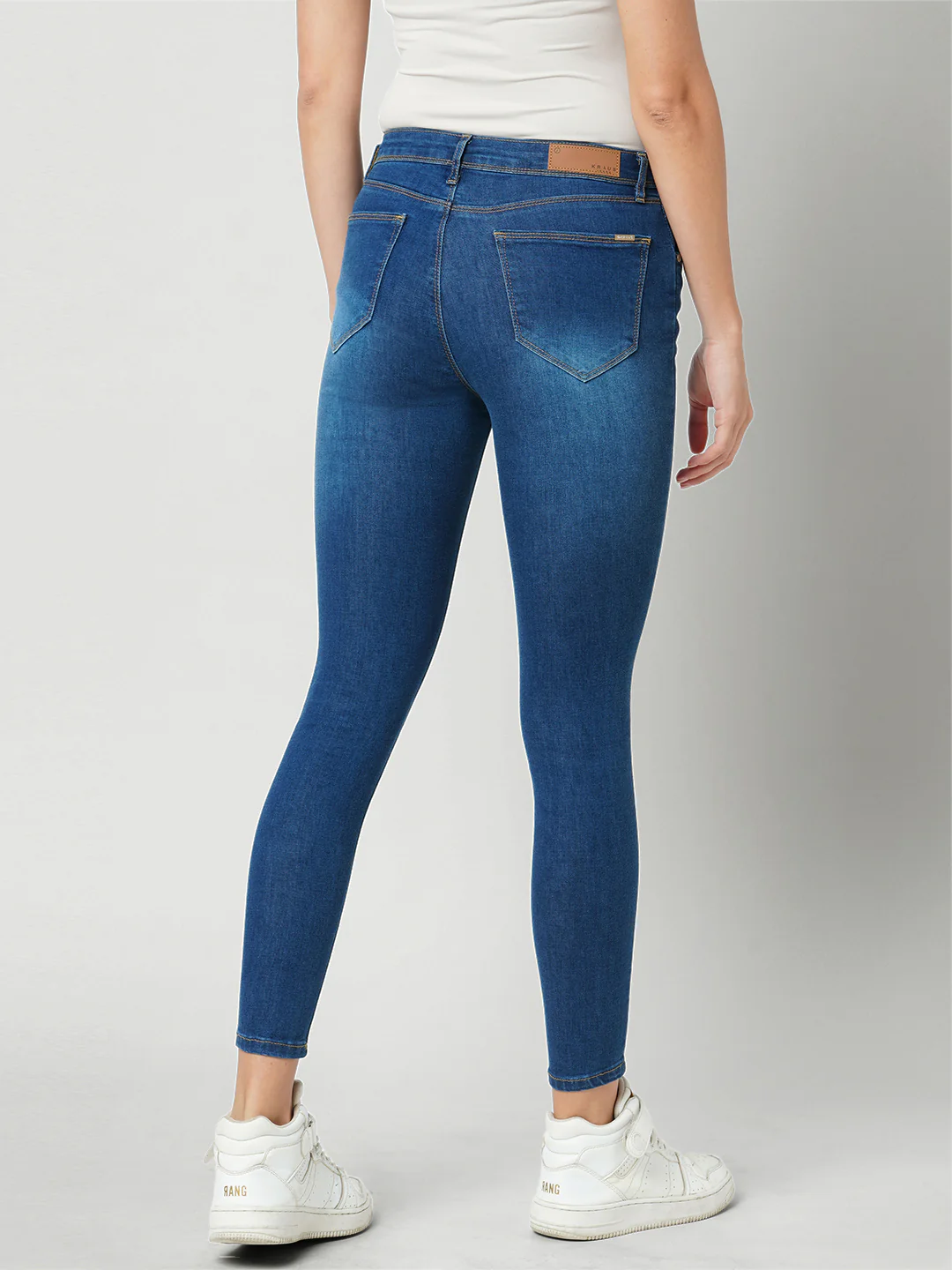Women Dark Blue High-Rise Skinny Fit Ripped Jeans - Image 3