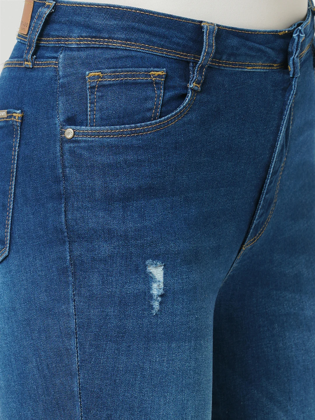 Women Dark Blue High-Rise Skinny Fit Ripped Jeans - Image 6