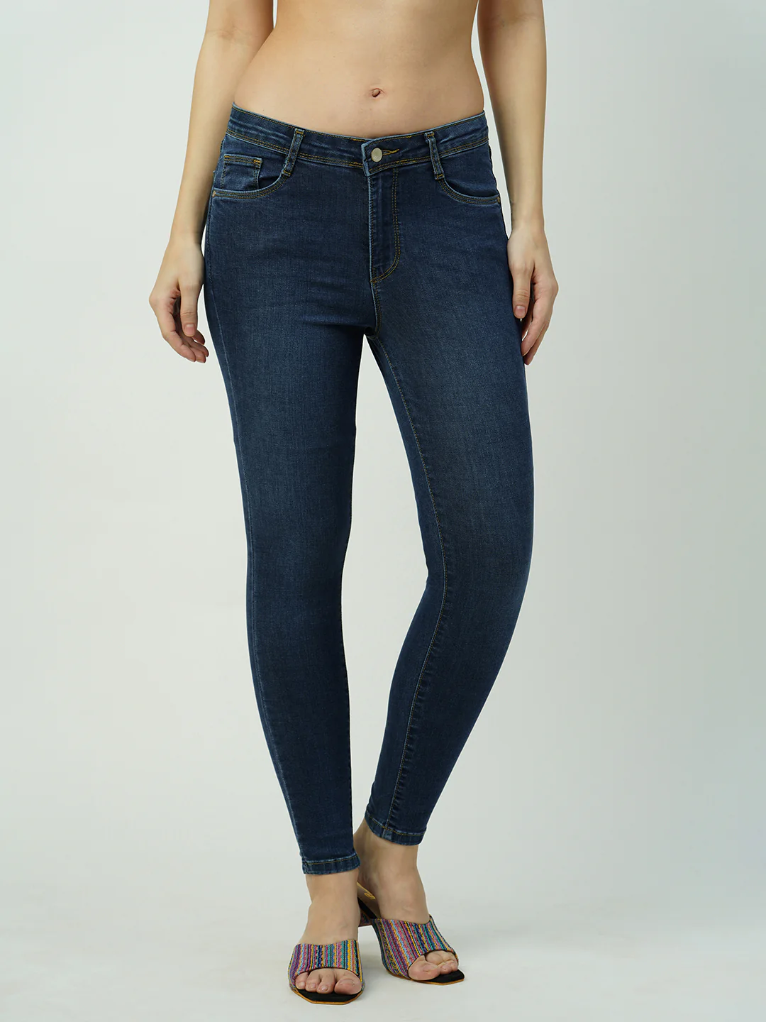 Women Dark Blue High-Rise Skinny Jeans - Image 2