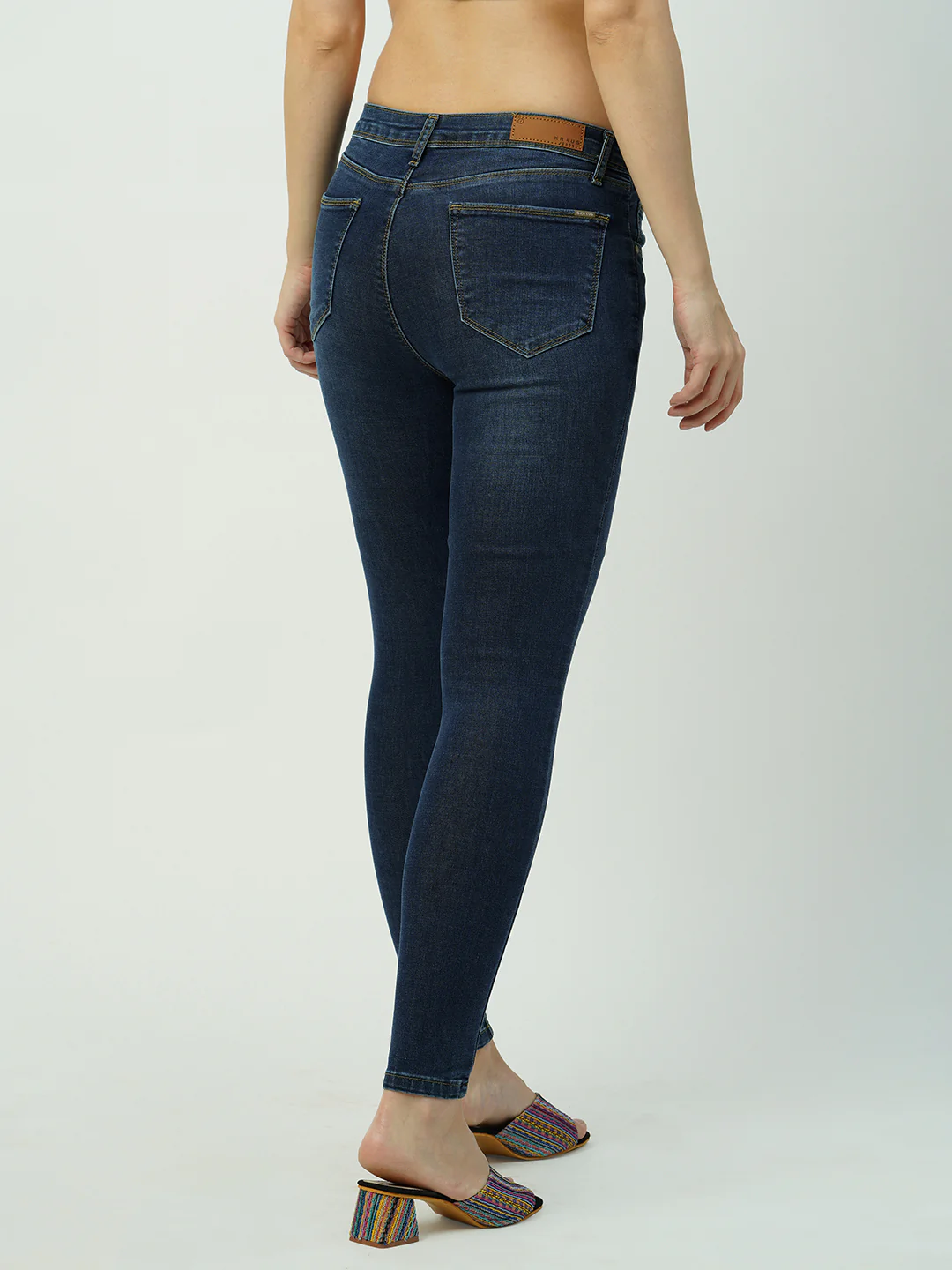 Women Dark Blue High-Rise Skinny Jeans - Image 3