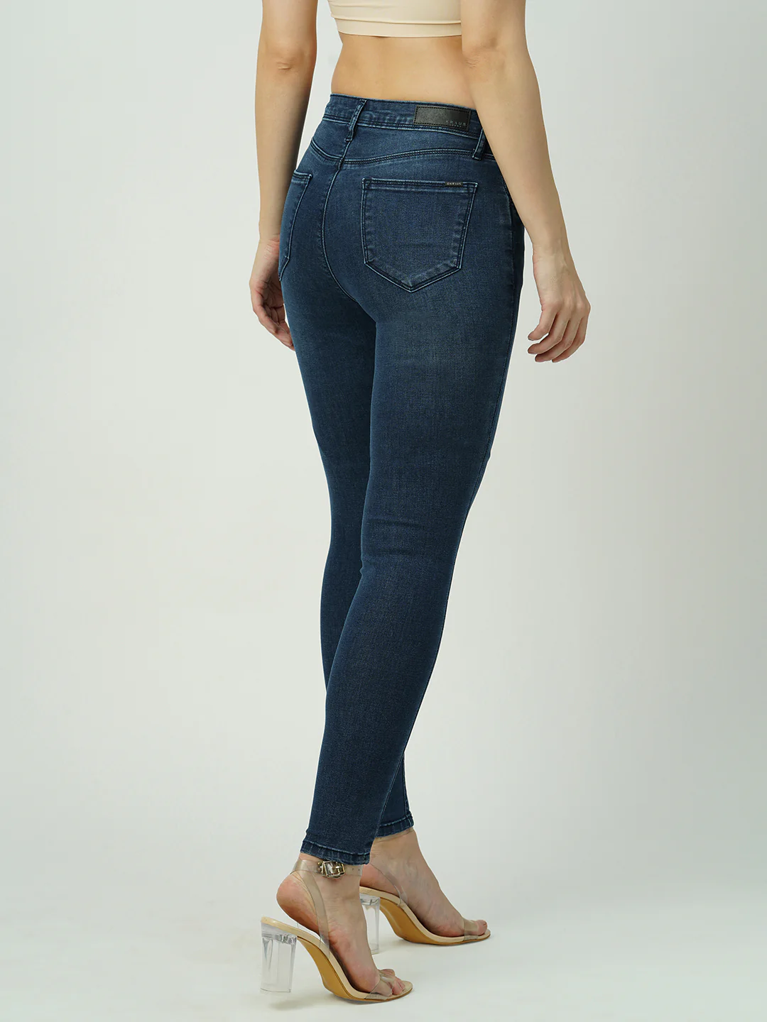 Women Dark Blue High-Rise Skinny Jeans - Image 3