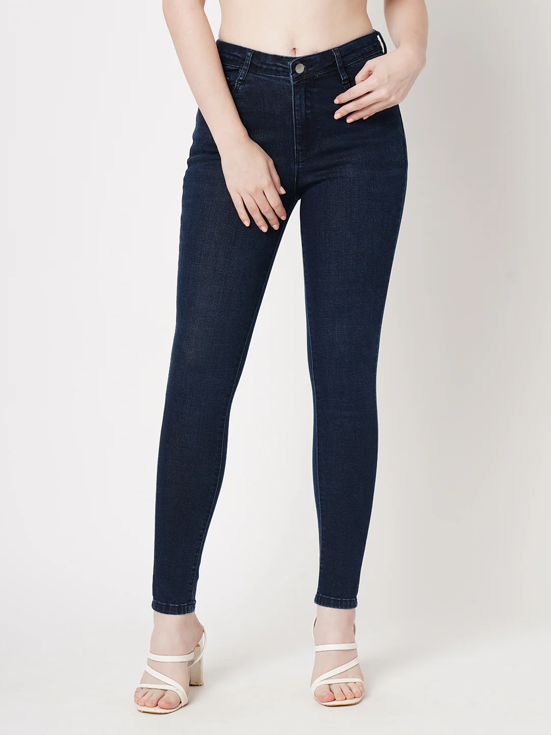 Women Dark Blue High-Rise Skinny Jeans - Image 2