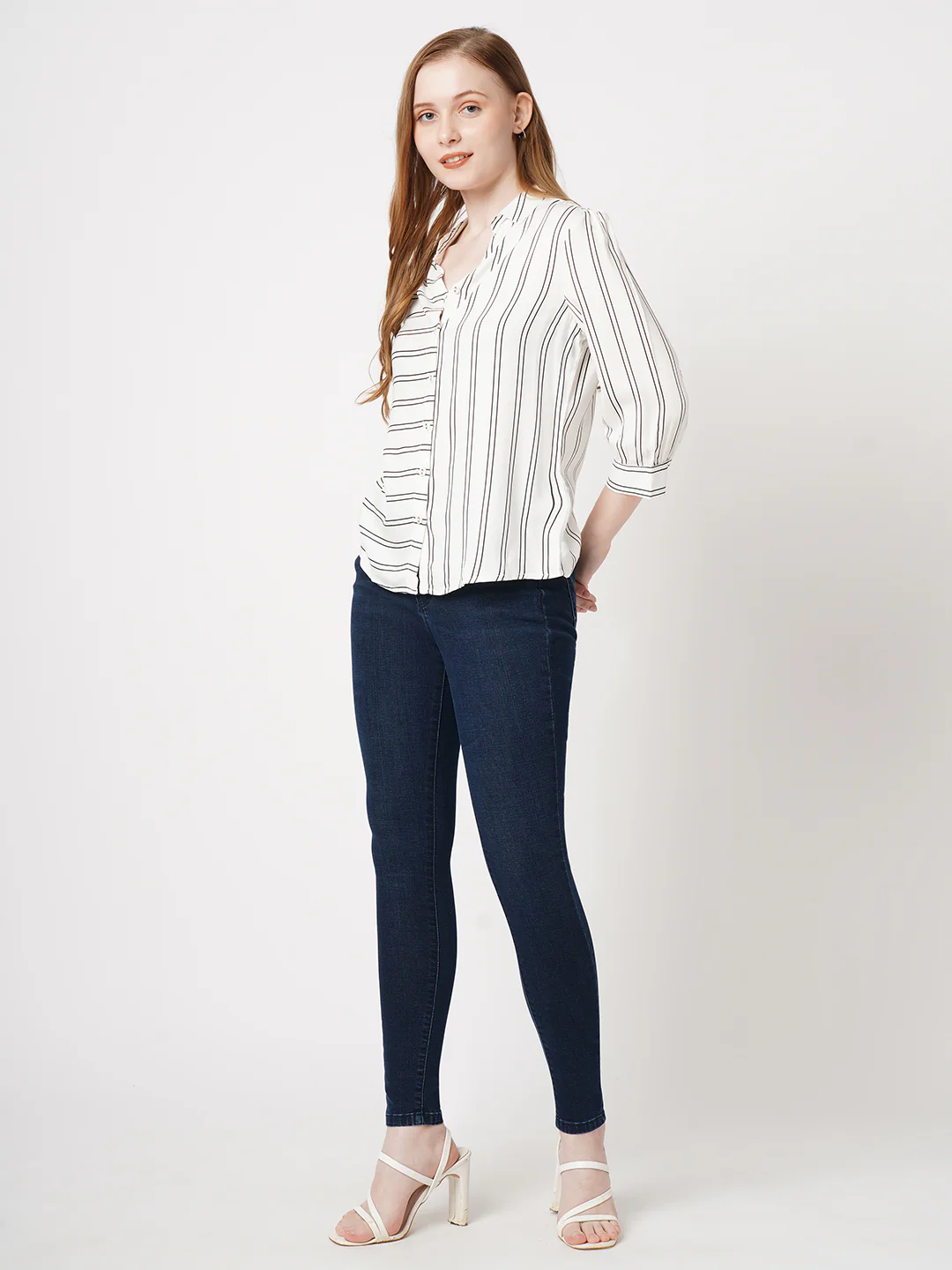 Women Dark Blue High-Rise Skinny Jeans - Image 4