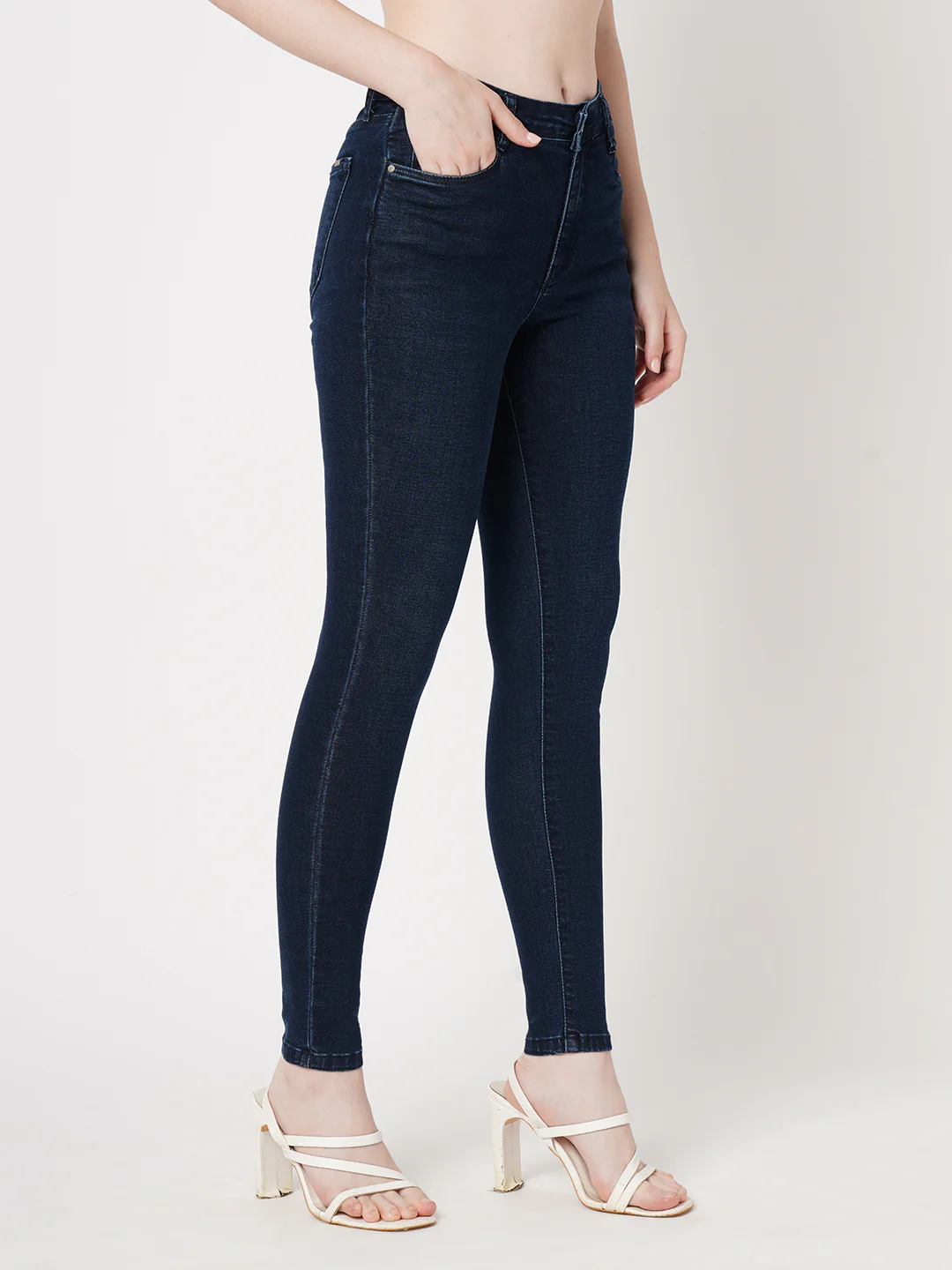 Women Dark Blue High-Rise Skinny Jeans - Image 5