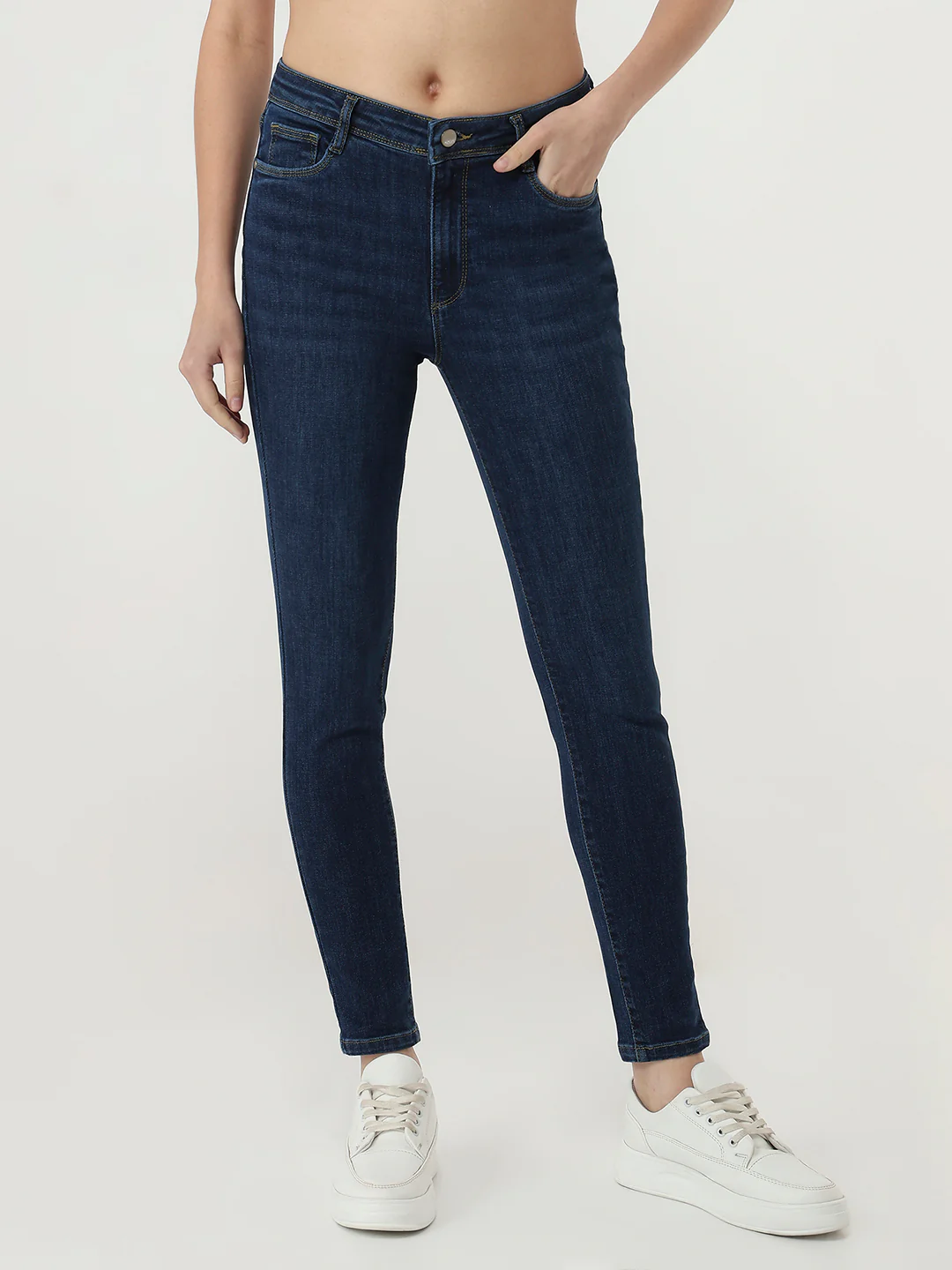 Women Dark Blue High-Rise Skinny Jeans - Image 2