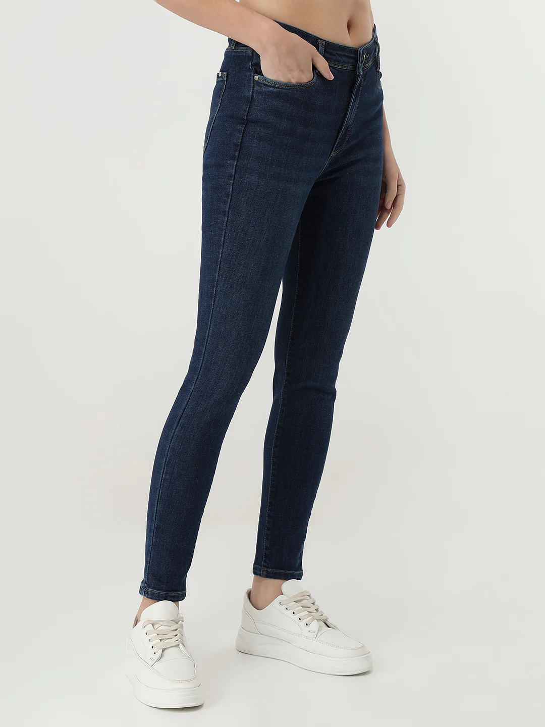 Women Dark Blue High-Rise Skinny Jeans - Image 5