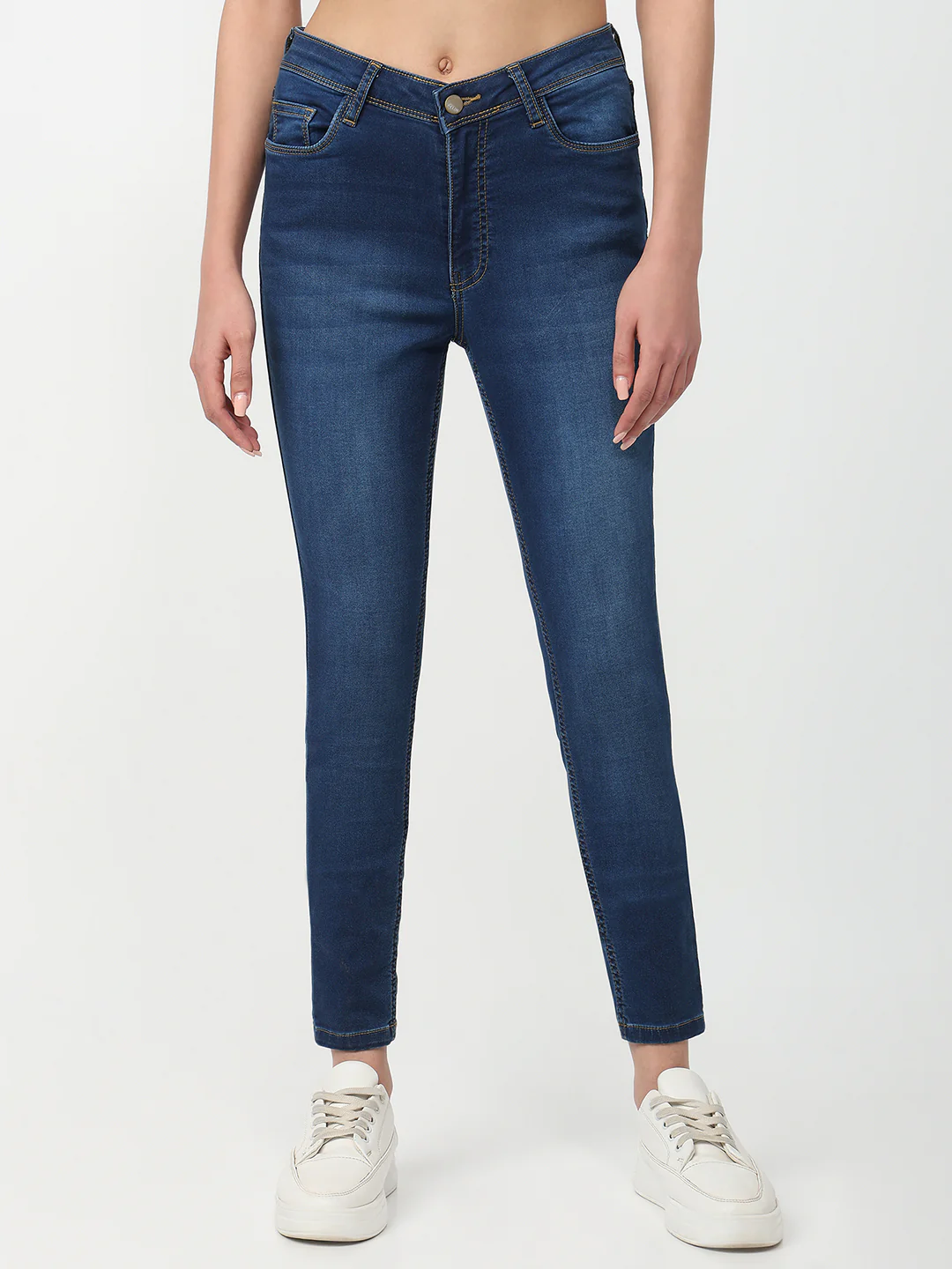 Women Dark Blue High-Rise Skinny Jeans - Image 2