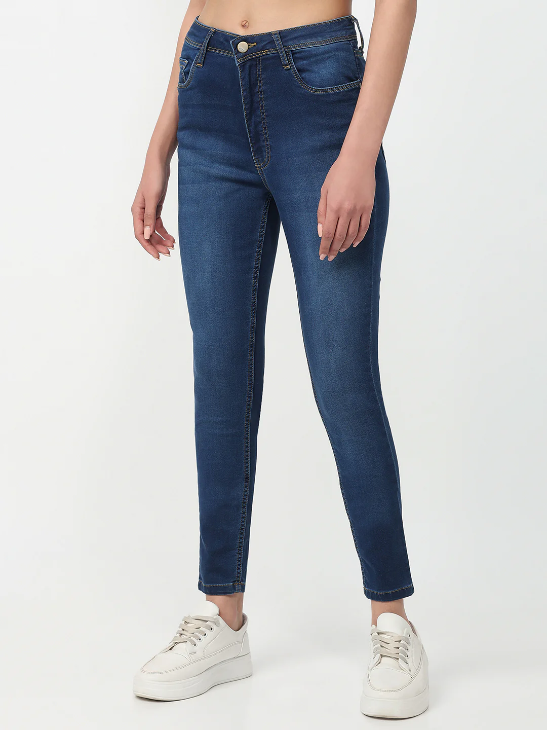 Women Dark Blue High-Rise Skinny Jeans - Image 8