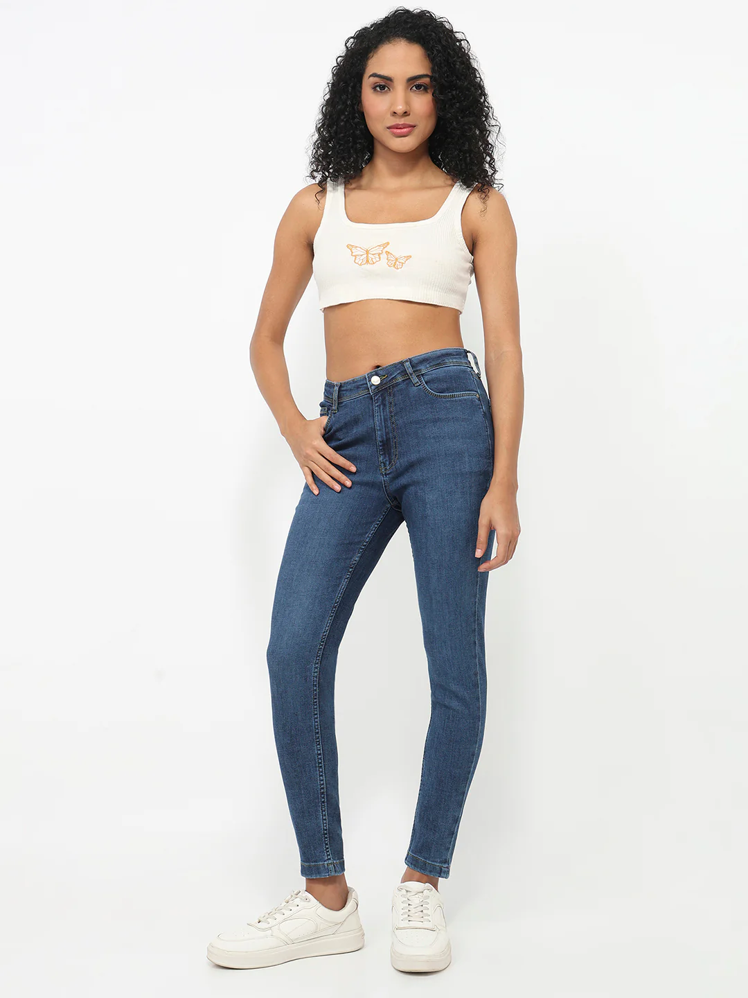 Women Dark Blue High-Rise Skinny Jeans - Image 4