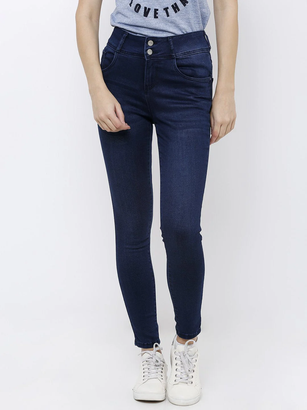 Women Dark Blue High-Rise Skinny Jeans - Image 5