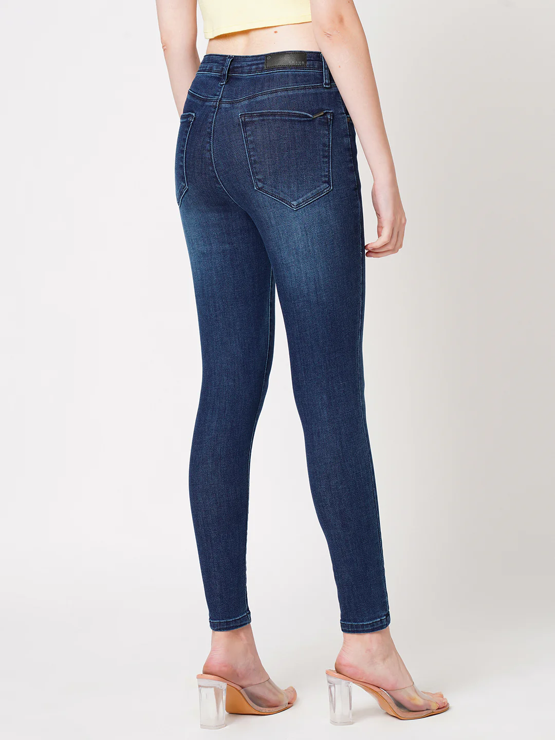 Women Dark Blue High-Rise Skinny Jeans - Image 3