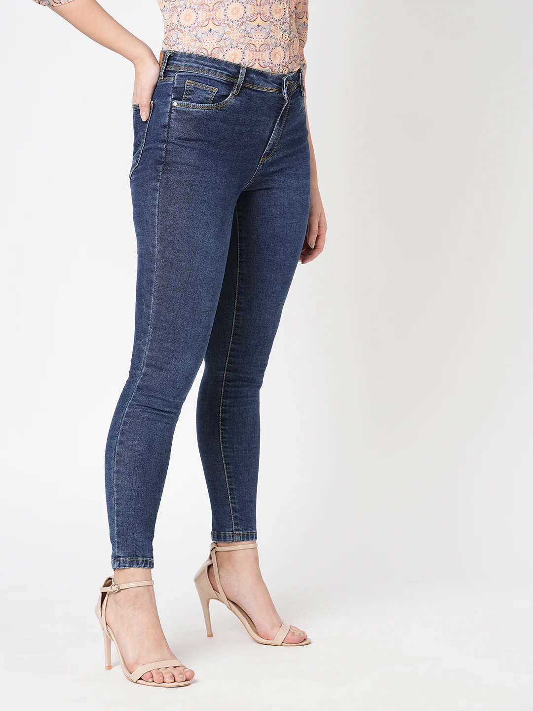 Women Dark Blue High-Rise Skinny Jeans - Image 5