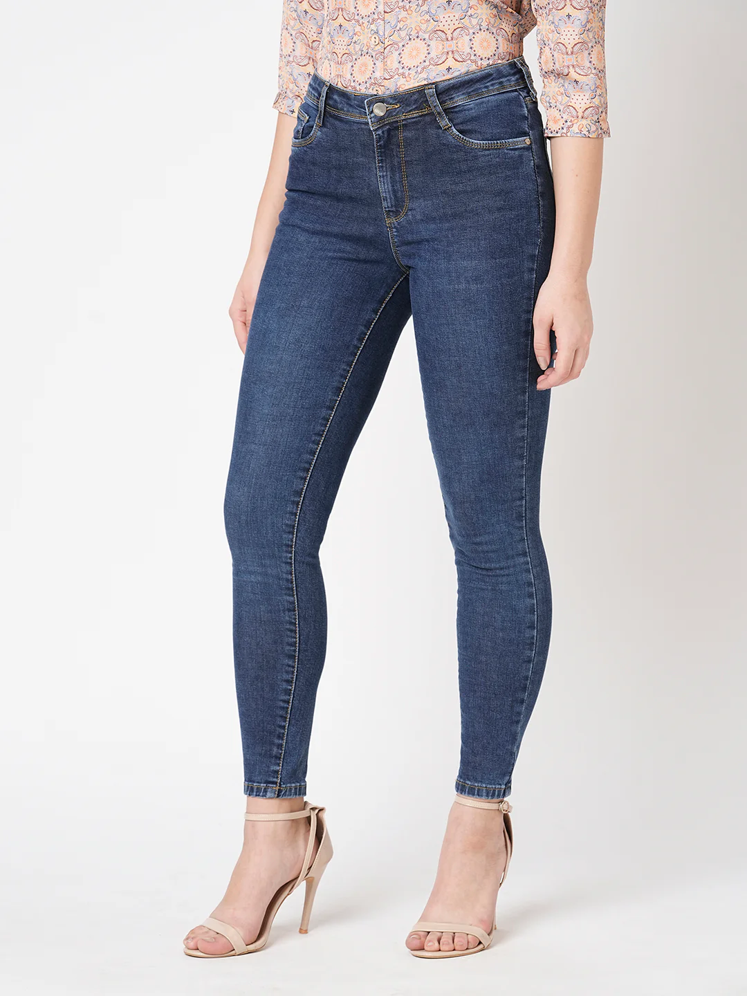Women Dark Blue High-Rise Skinny Jeans - Image 6