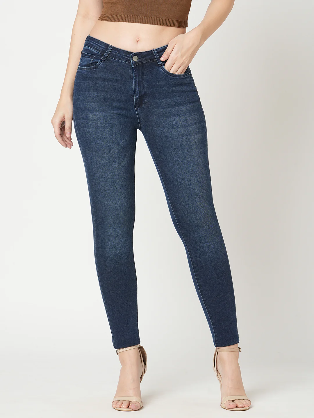 Women Dark Blue High-Rise Skinny Jeans - Image 2