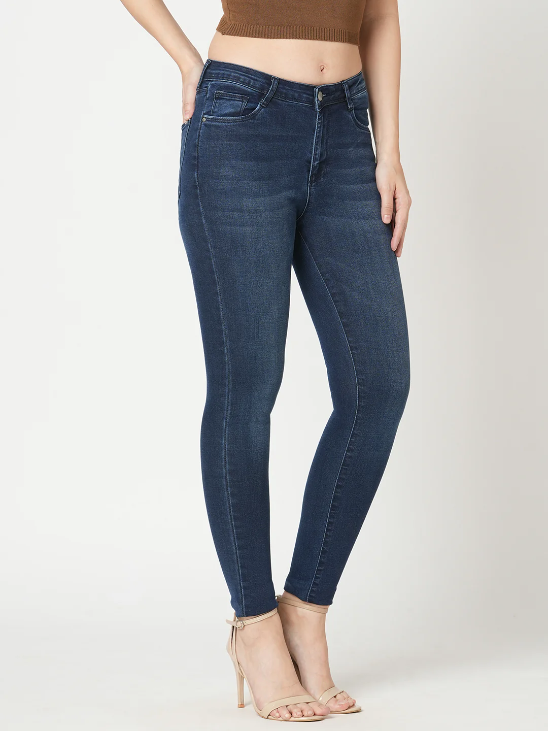 Women Dark Blue High-Rise Skinny Jeans - Image 4