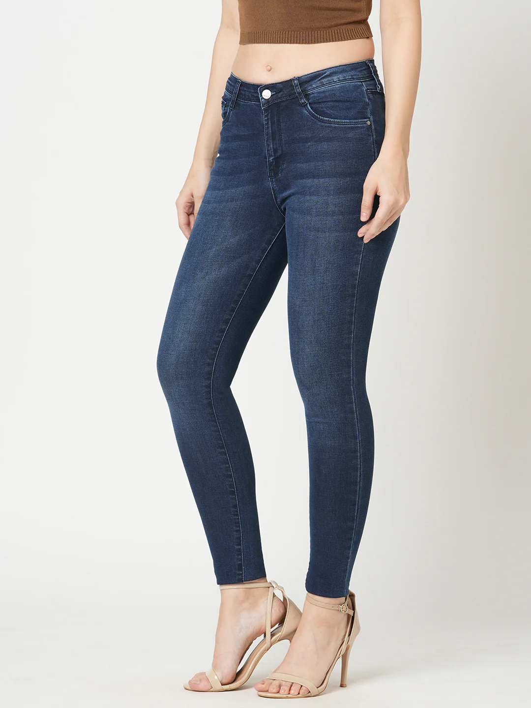 Women Dark Blue High-Rise Skinny Jeans - Image 5