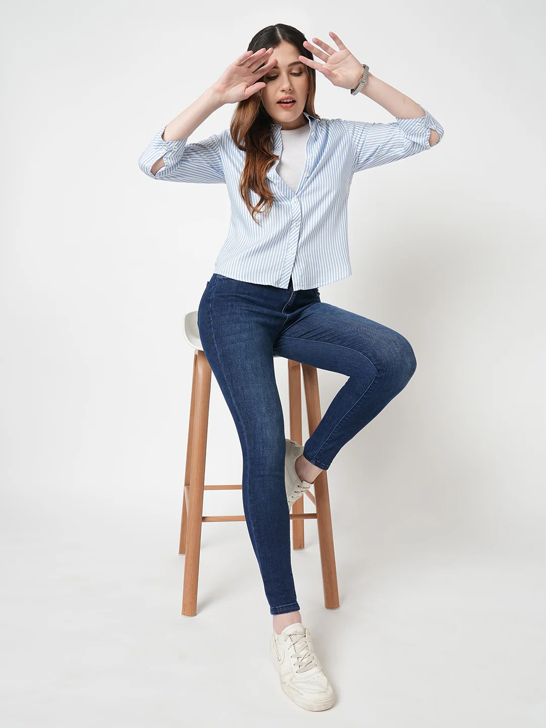 Women Dark Blue High-Rise Skinny Jeans - Image 4