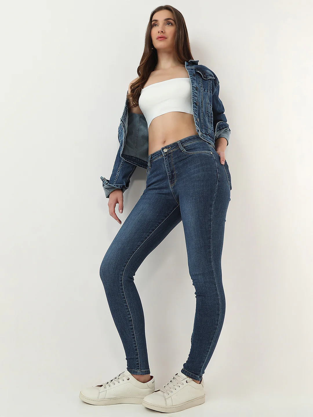 Women Dark Blue High-Rise Skinny Jeans