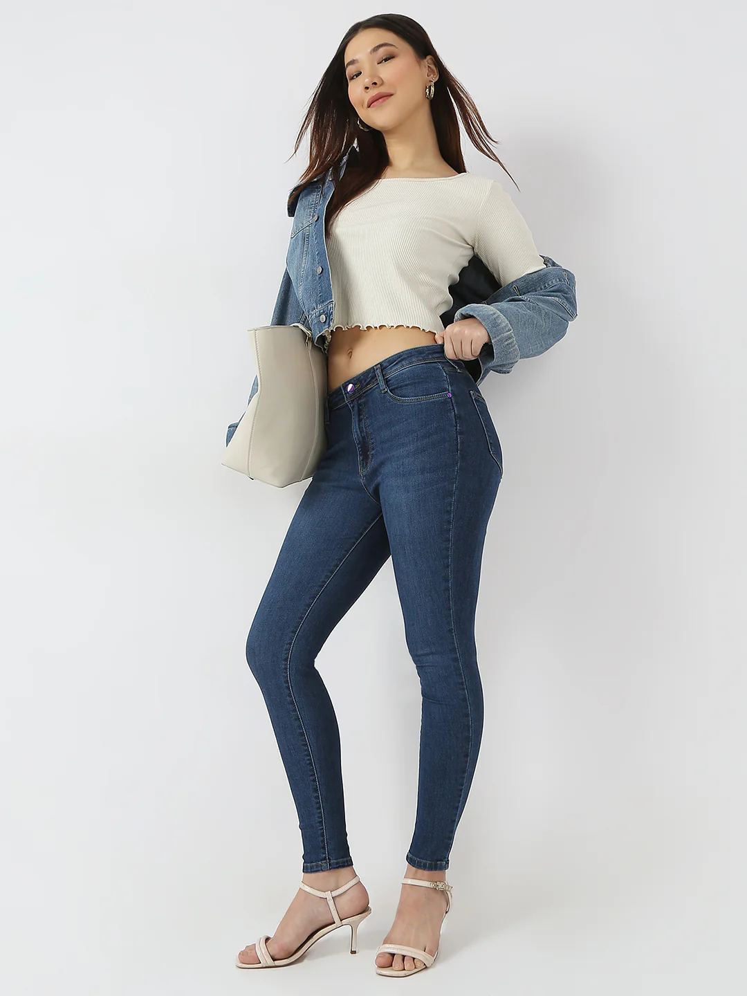 Women Dark Blue High-Rise Skinny Jeans