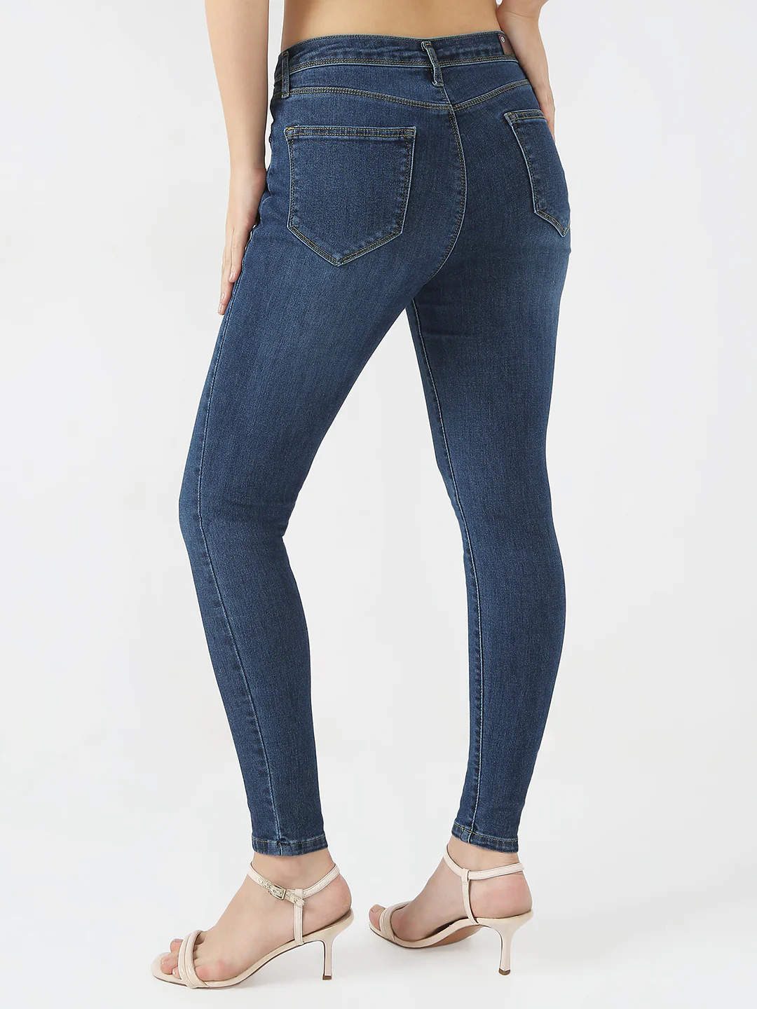 Women Dark Blue High-Rise Skinny Jeans - Image 3