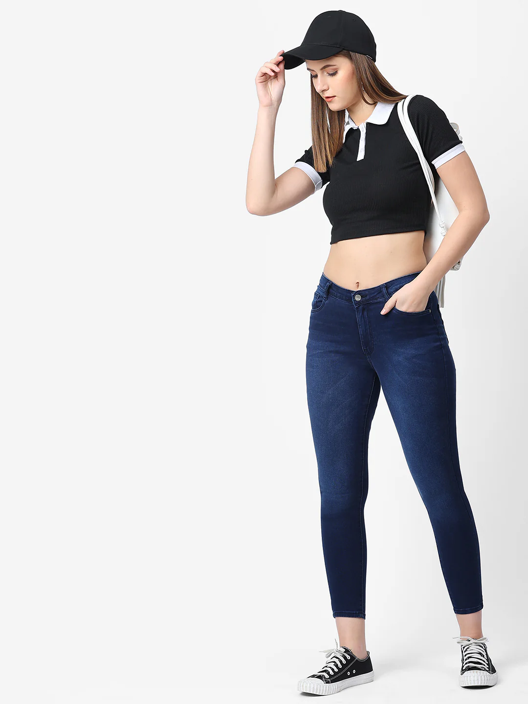 Women Dark Blue High-Rise Skinny Jeans