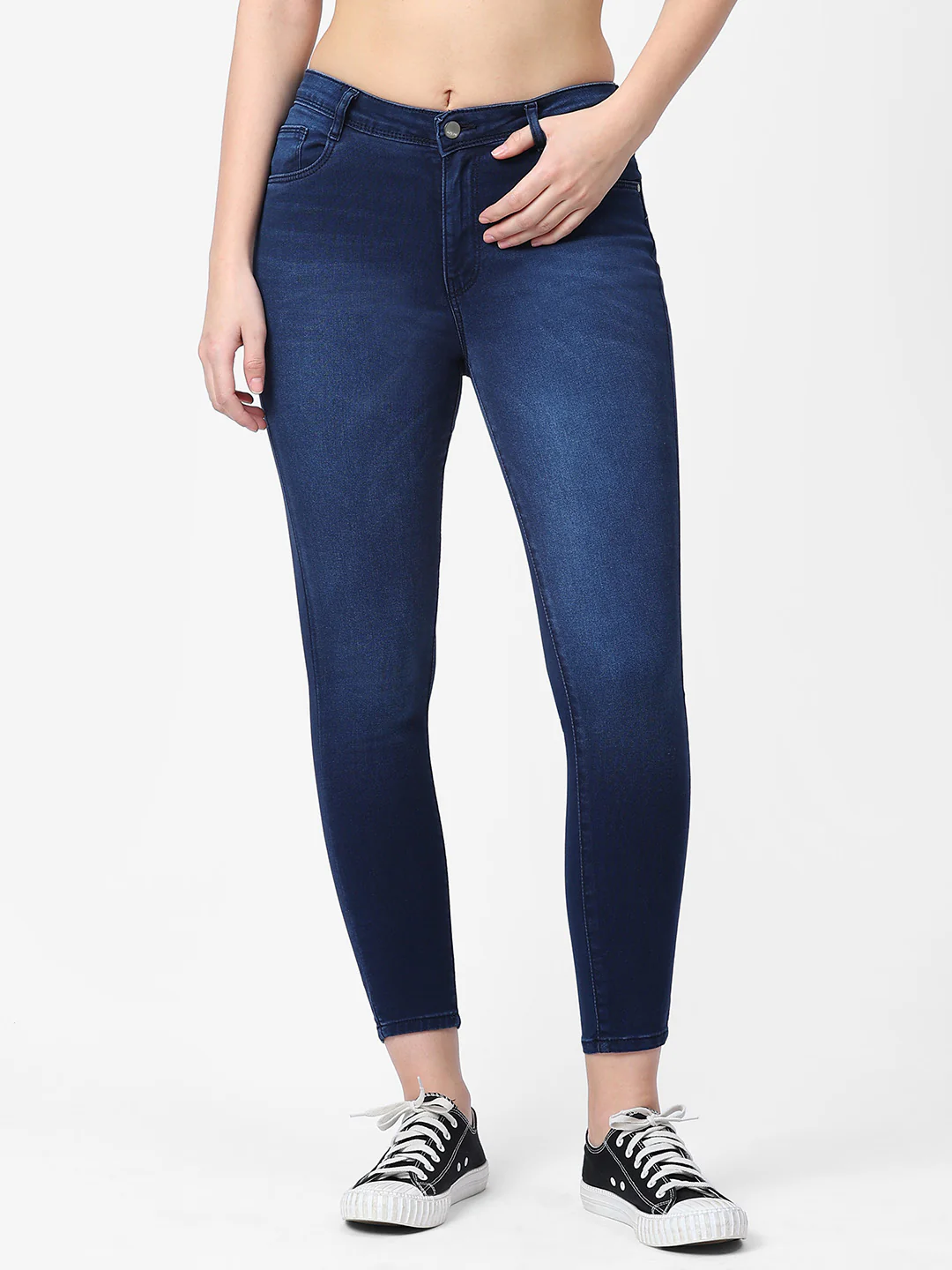 Women Dark Blue High-Rise Skinny Jeans - Image 2