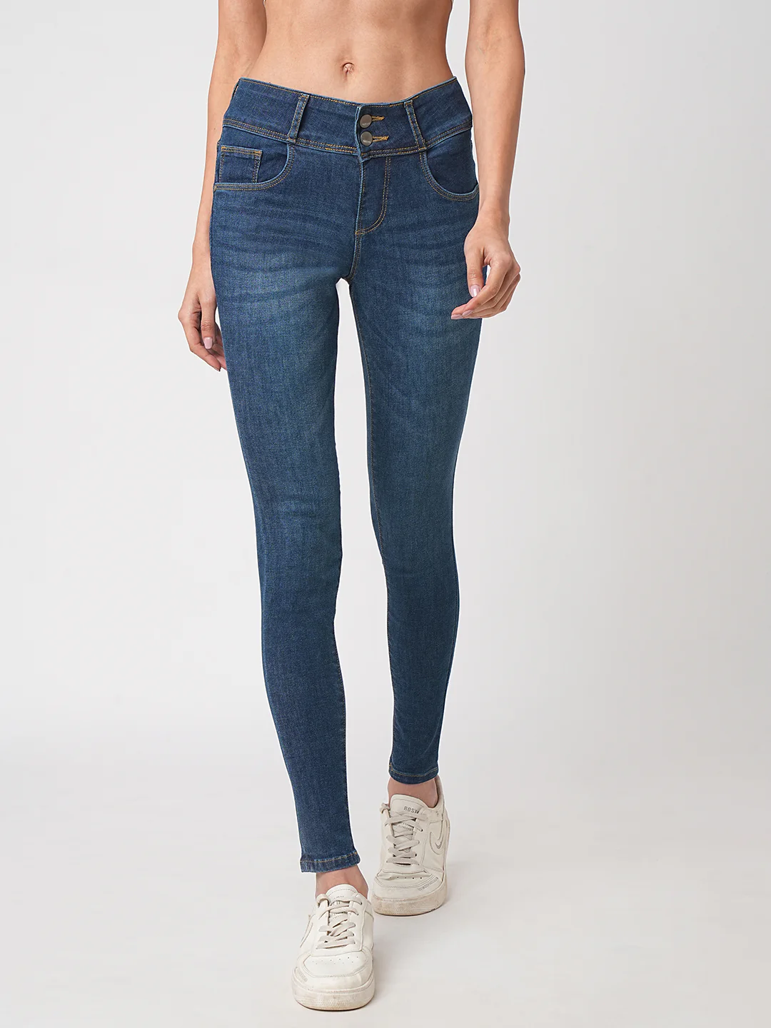 Women Dark Blue High-Rise Skinny Jeans - Image 2