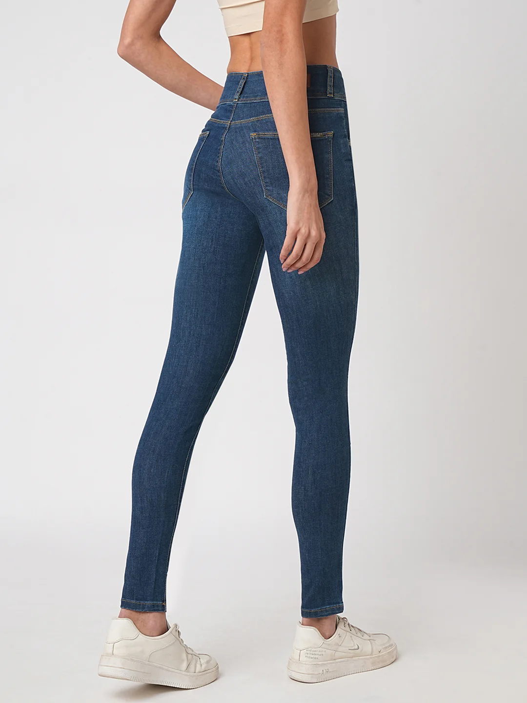 Women Dark Blue High-Rise Skinny Jeans - Image 3
