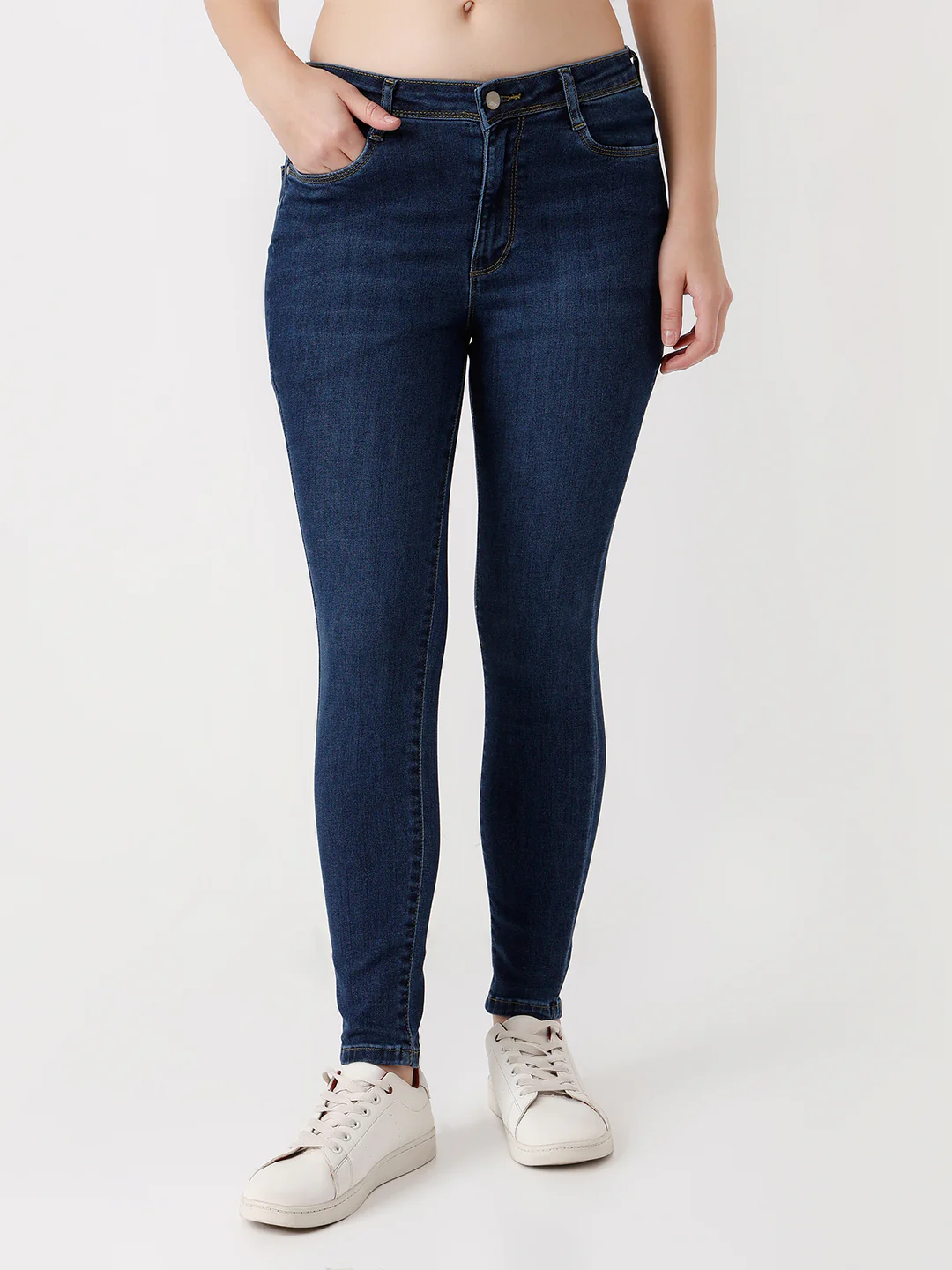 Women Dark Blue High-Rise Skinny Jeans - Image 2