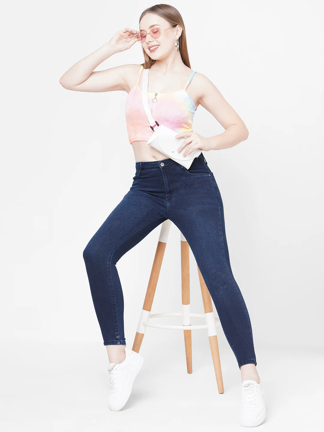 Women Dark Blue High-Rise Skinny Jeans