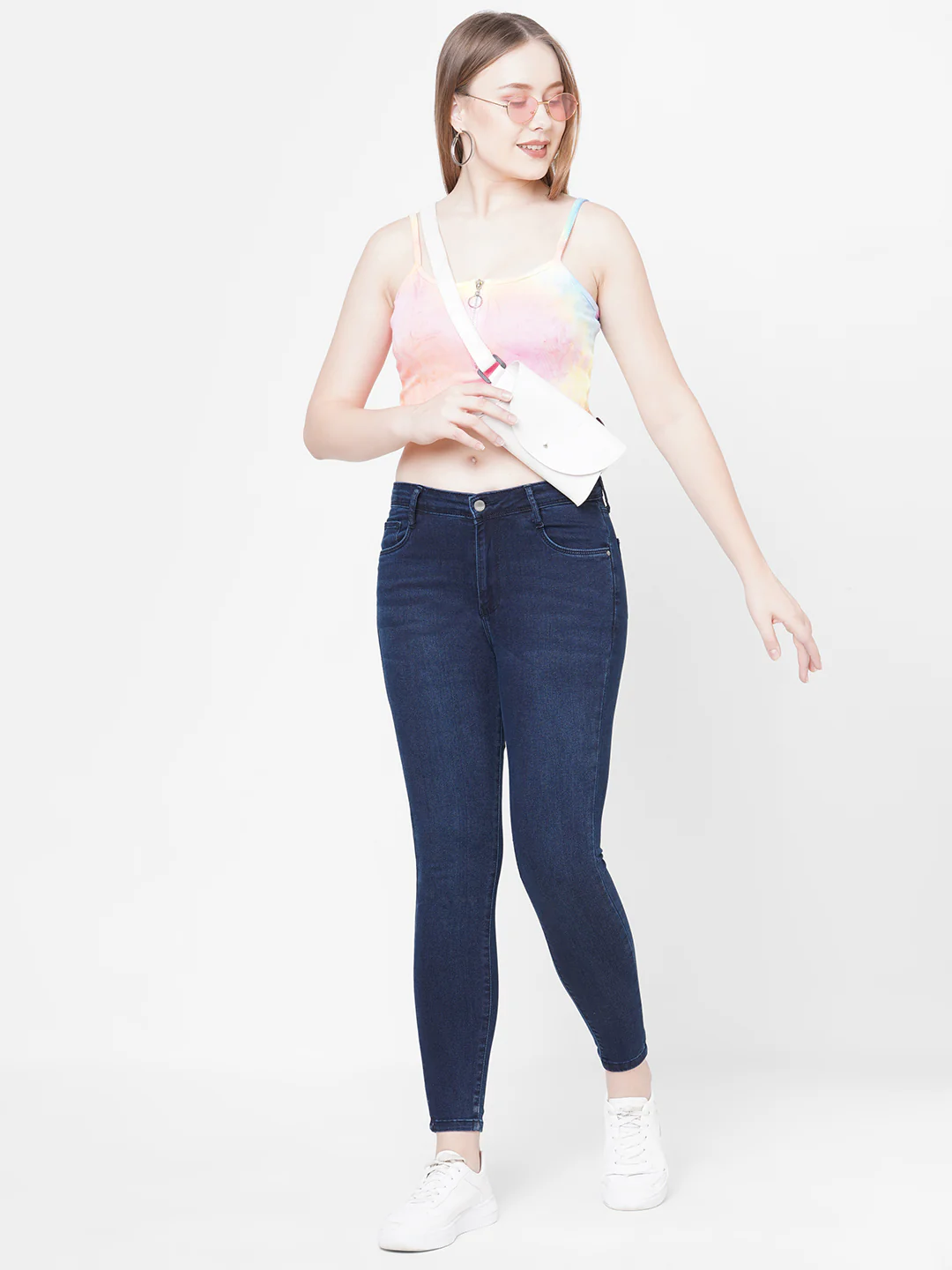 Women Dark Blue High-Rise Skinny Jeans - Image 4