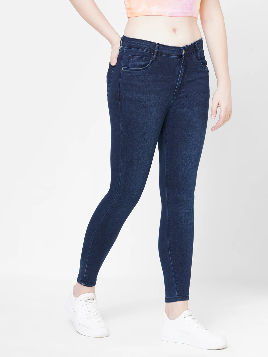 Women Dark Blue High-Rise Skinny Jeans - Image 5