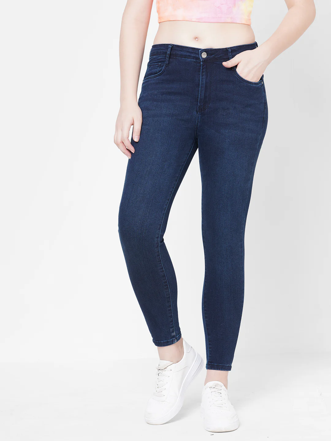 Women Dark Blue High-Rise Skinny Jeans - Image 6