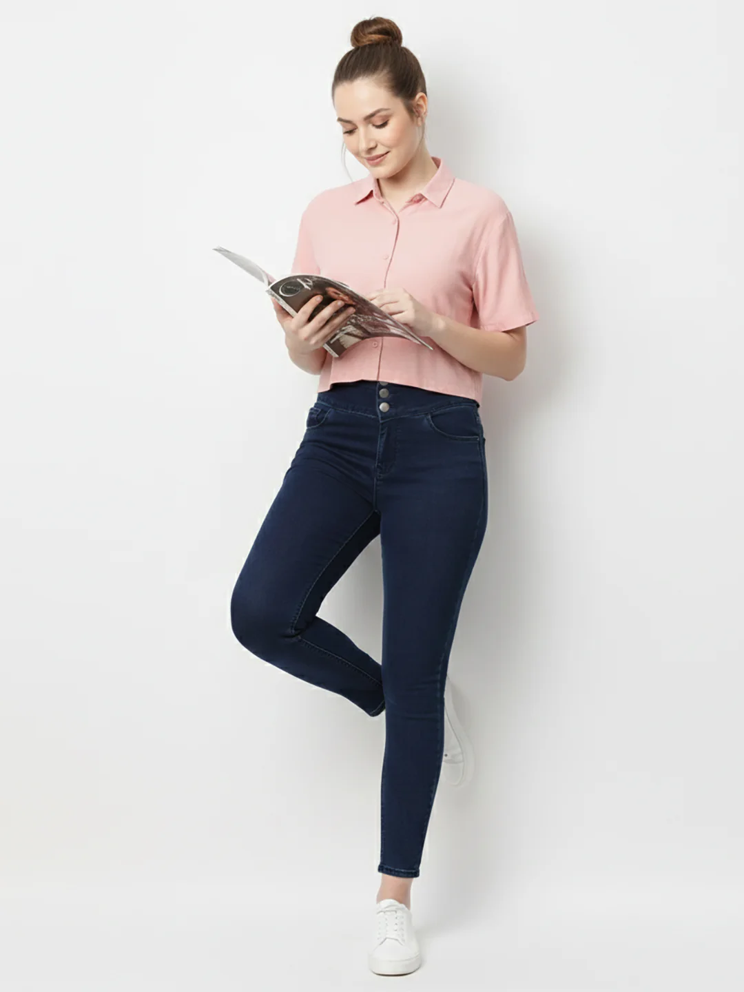 Women Dark Blue High-Rise Skinny Jeans