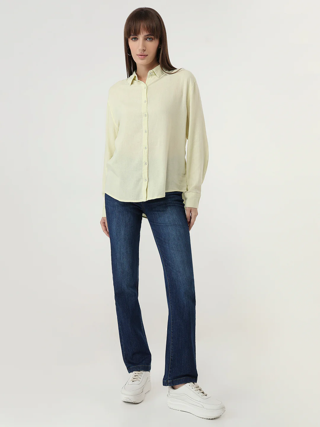 Women Dark Blue High-Rise Slim Straight Fit Jeans - Image 4
