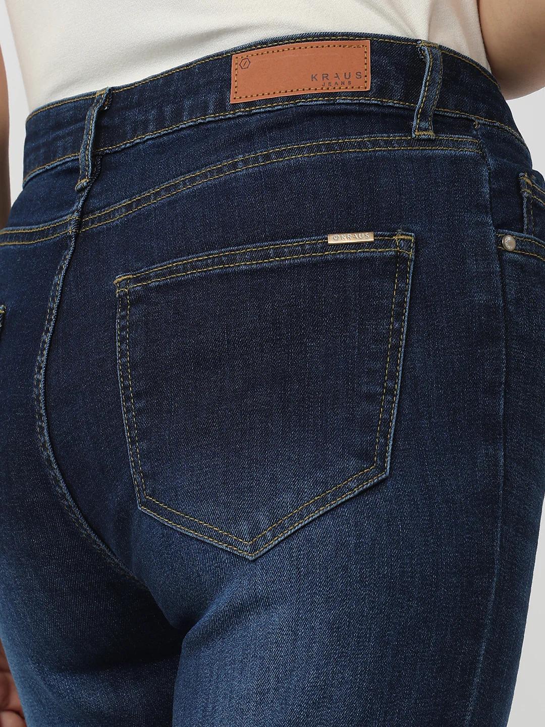 Women Dark Blue High-Rise Slim Straight Fit Jeans - Image 6