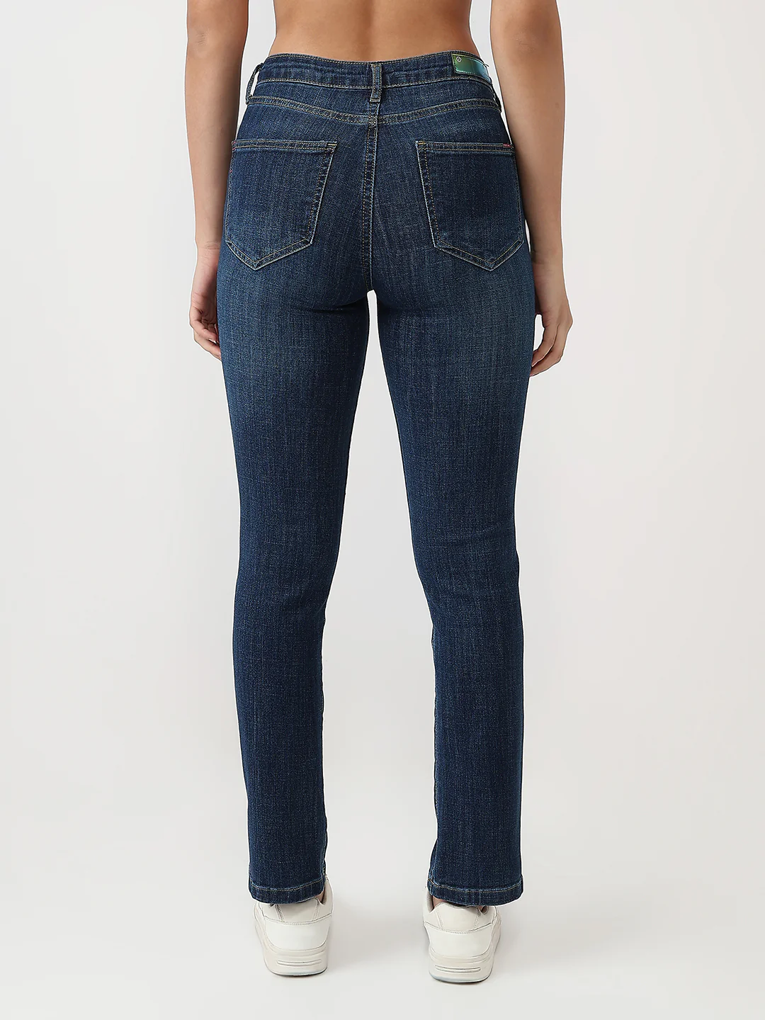 Women Dark Blue High-Rise Slim Straight Fit Jeans - Image 3