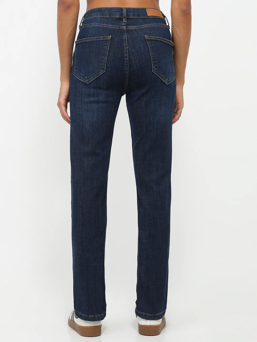 Women Dark Blue High-Rise Slim Straight Jeans - Image 3