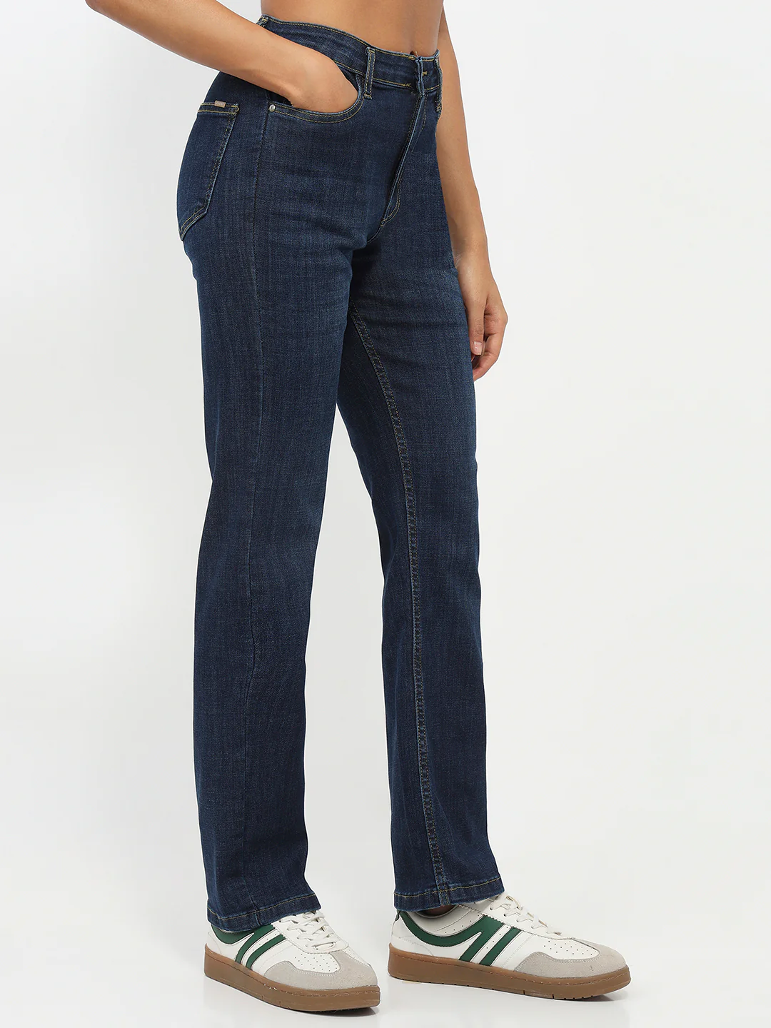 Women Dark Blue High-Rise Slim Straight Jeans - Image 6
