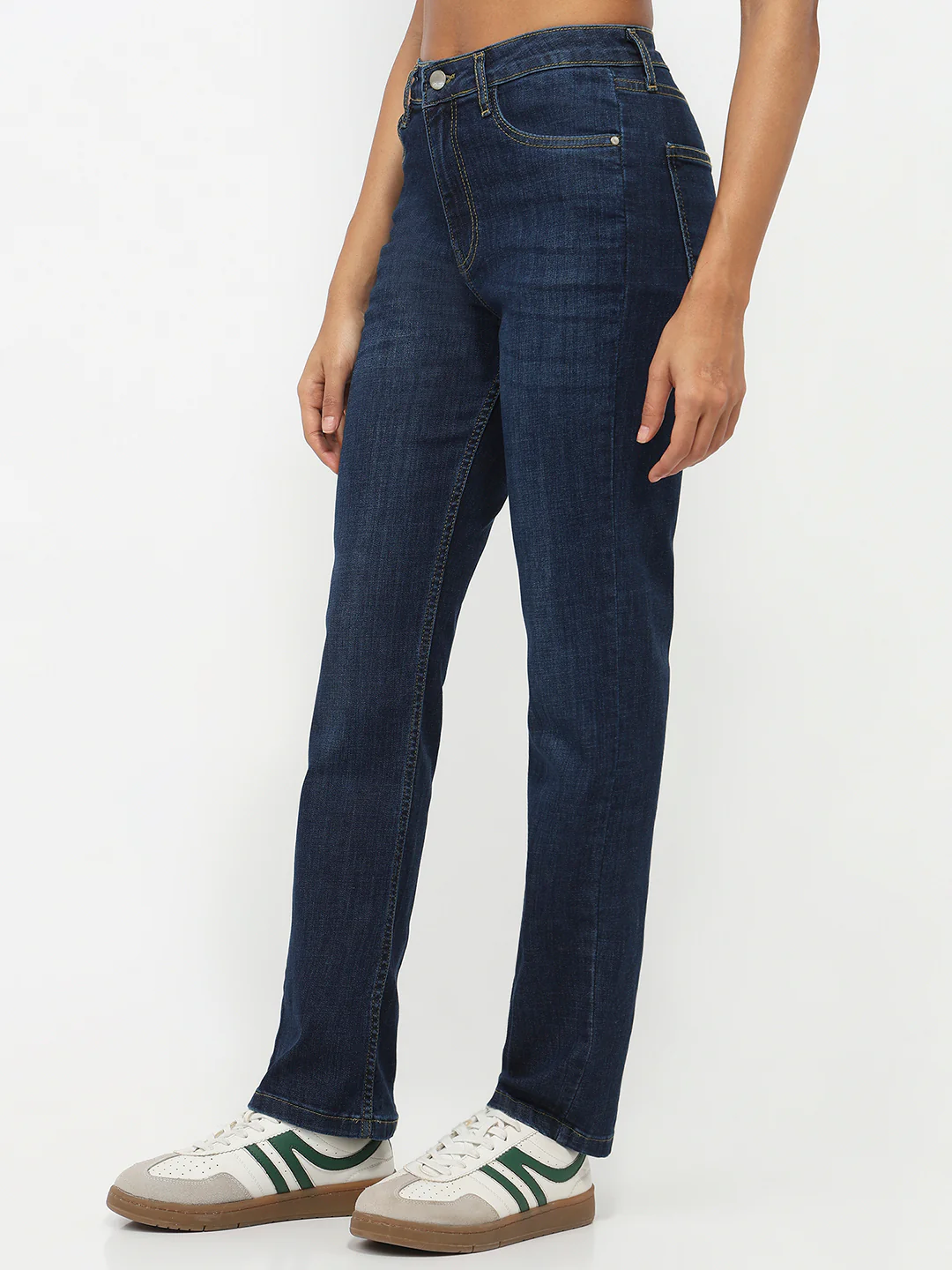 Women Dark Blue High-Rise Slim Straight Jeans - Image 8