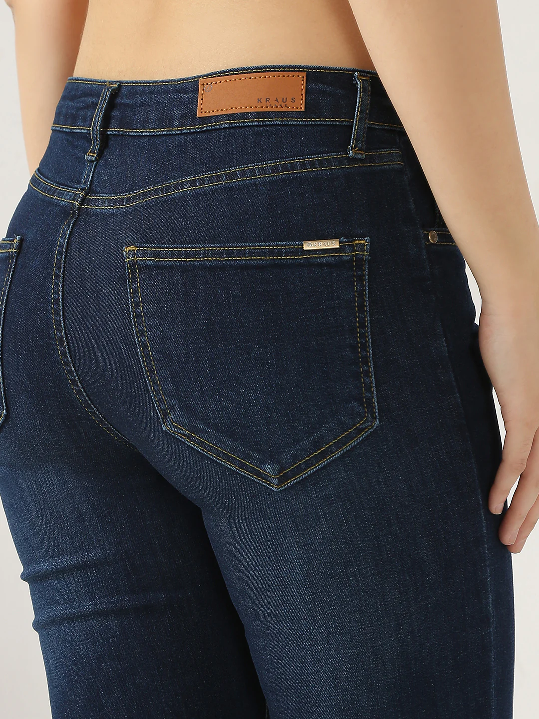 Women Dark Blue High-Rise Slim Straight Jeans - Image 7