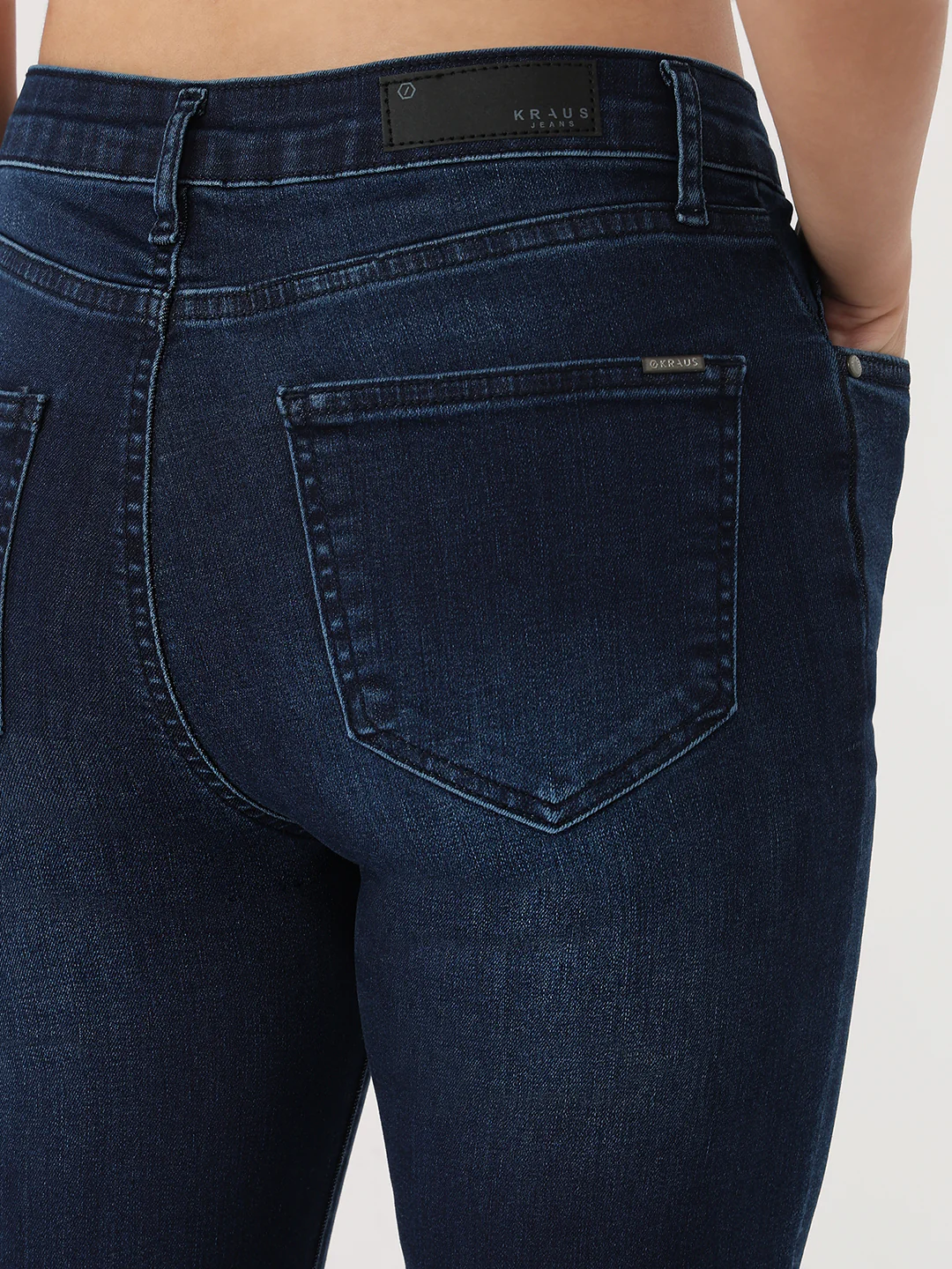Women Dark Blue High-Rise Slim Straight Jeans - Image 7