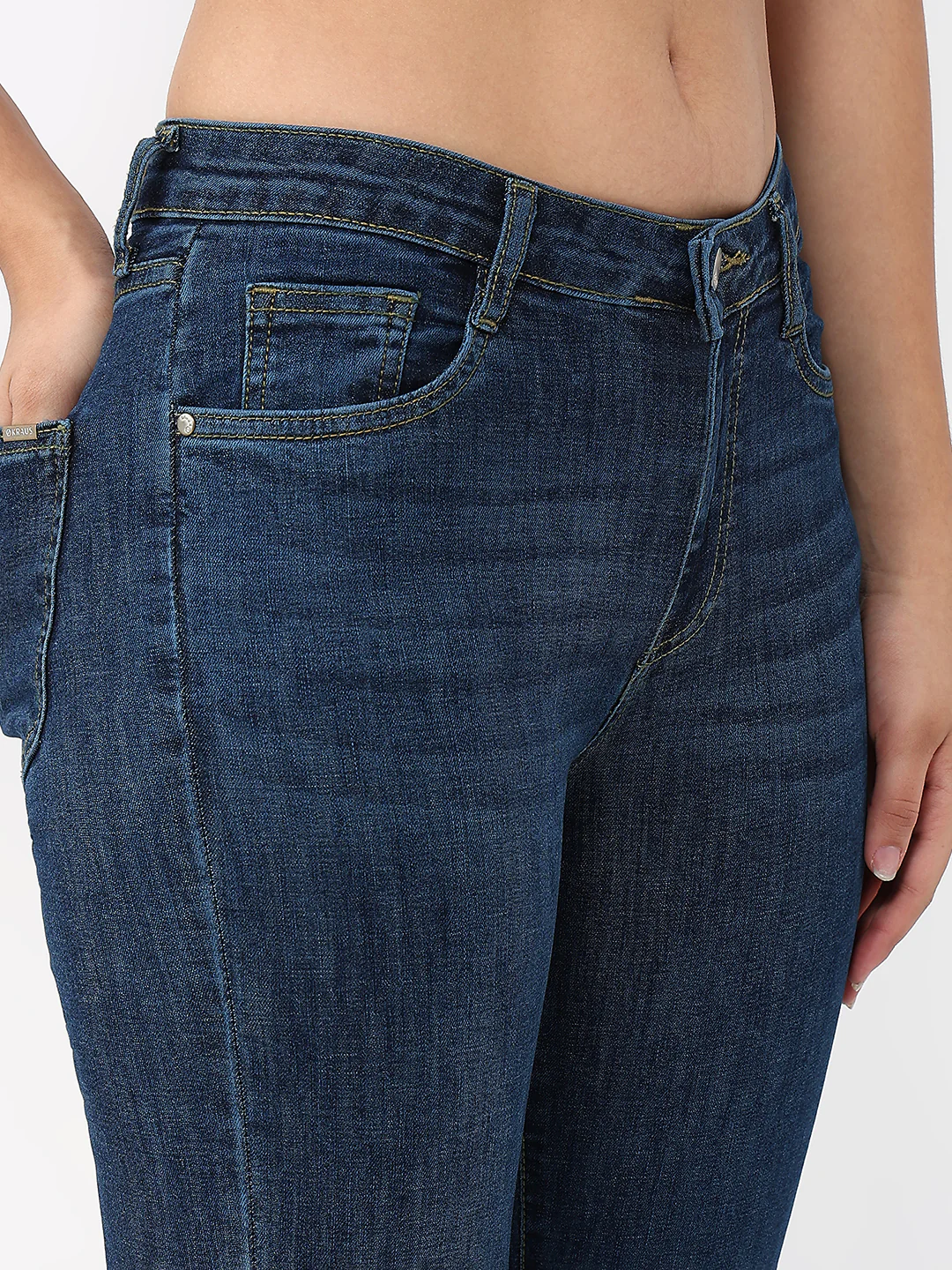 Women Dark Blue High-Rise Slim Straight Jeans - Image 5