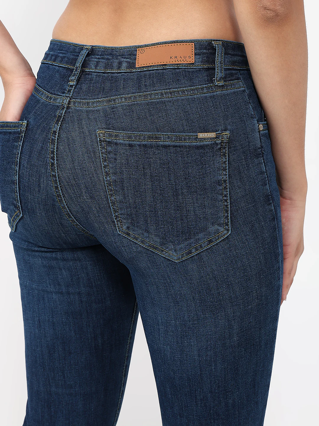 Women Dark Blue High-Rise Slim Straight Jeans - Image 7